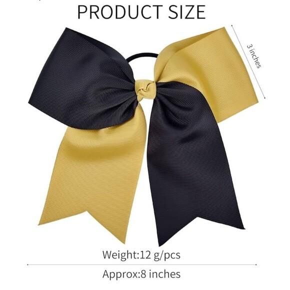 12 count 8” Two Tone Gold & Black Handmade Ponytail  for Teens,Tween dance - Picture 9 of 12